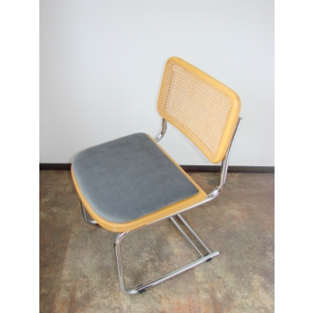 Chromowane krzesło Bauhaus z plecionką rattanową